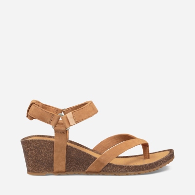 Dámské Sandály Na Klínku Teva Mahonia Wedge Thong Hnědé - CZ759163